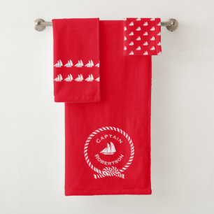 Nautical bath custom name Captain Sailboat Bath To Bath Towel Set