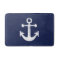 Nautical Bath Mat Navy Blue And White Anchor
