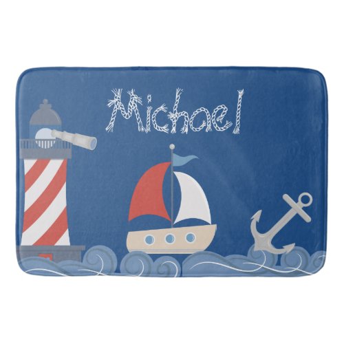 Nautical Bath Mat Personalized