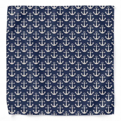 Nautical Beach Anchors Navy Blue Ivory Sailing Bandana