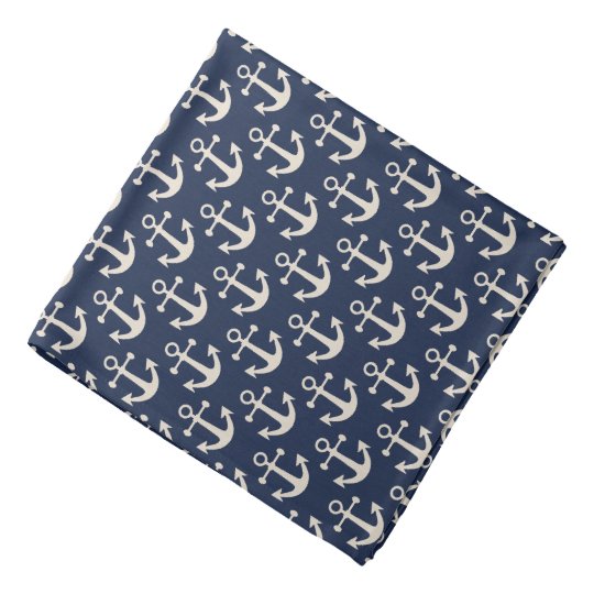 Nautical Beach Anchors Navy Blue Ivory Sailing Bandana | Zazzle.com