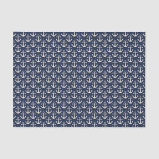 Nautical Beach Anchors Navy Blue Ivory Sailing Tissue Paper