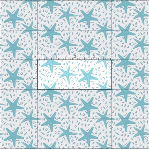 Nautical Beach Aqua Blue Starfish Pattern Fabric