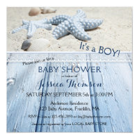 Nautical Beach Baby Boy Shower Invitation