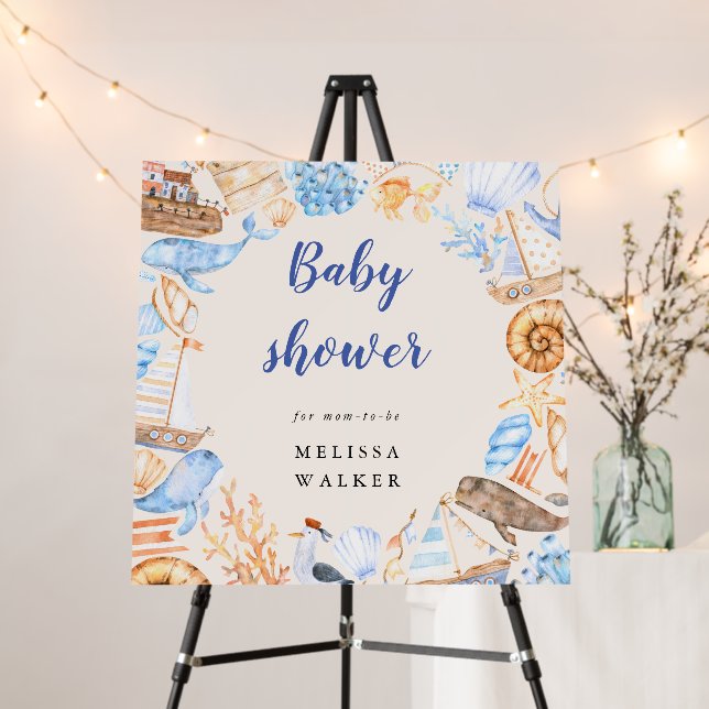 nautical beach baby shower foam board (In Situ (Stand))
