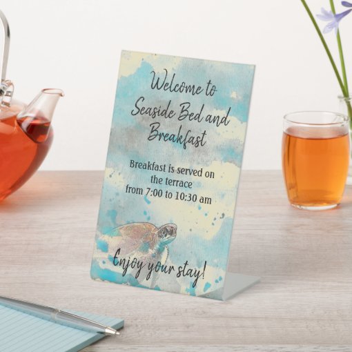 Nautical Beach Bed and Breakfast Guest Information Pedestal Sign | Zazzle