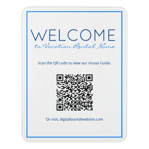 Nautical Beach Blue Digital QR Code Welcome Sign 