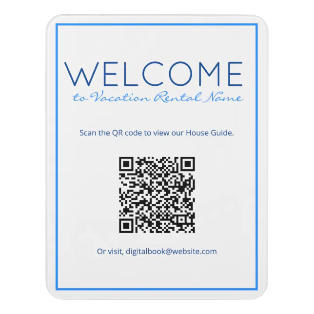 Nautical Beach Blue Digital QR Code Welcome Sign | Zazzle