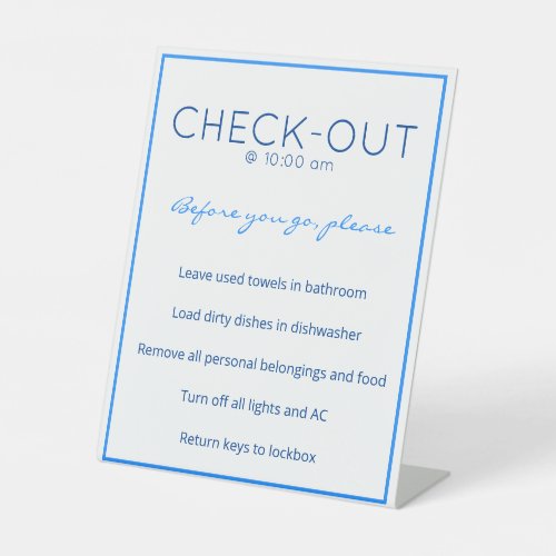 Nautical Beach Blue Guest Check Out Table Sign