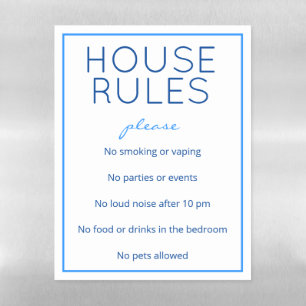 Nautical Beach Blue House Rules Magnet Sheet