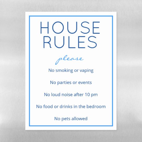 Nautical Beach Blue House Rules Magnet Sheet