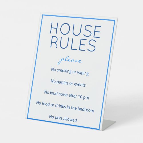 Nautical Beach Blue House Rules Table Sign