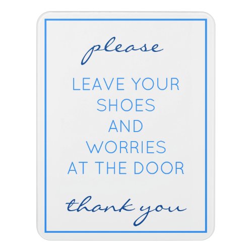 Nautical Beach Blue Remove Shoes Sign