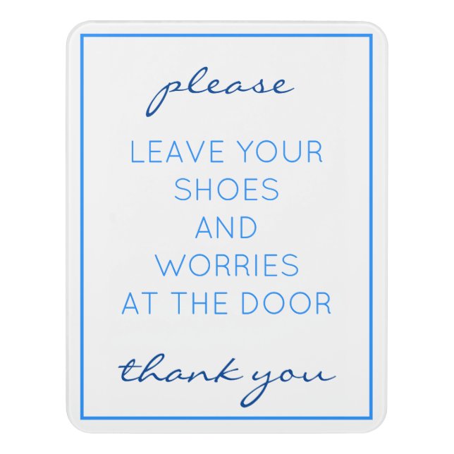 Nautical Beach Blue Remove Shoes Sign (Contemporary Vert)