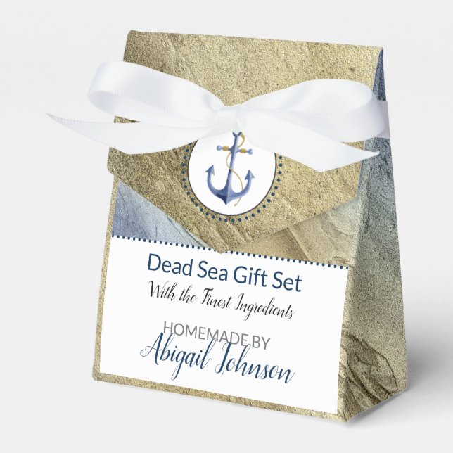 Nautical Beach Blue & Sand Gift Set Packaging Favor Boxes (Front Side)
