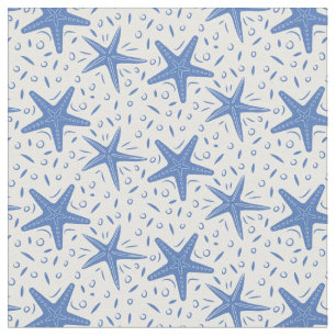 Nautical Beach Blue Starfish Pattern Fabric
