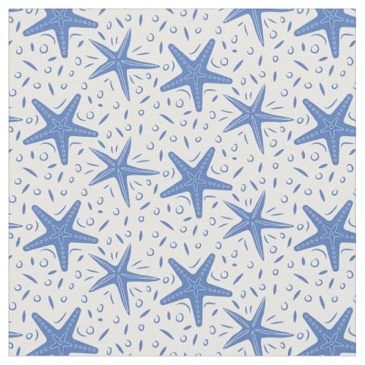 Nautical Beach Blue Starfish Pattern Fabric