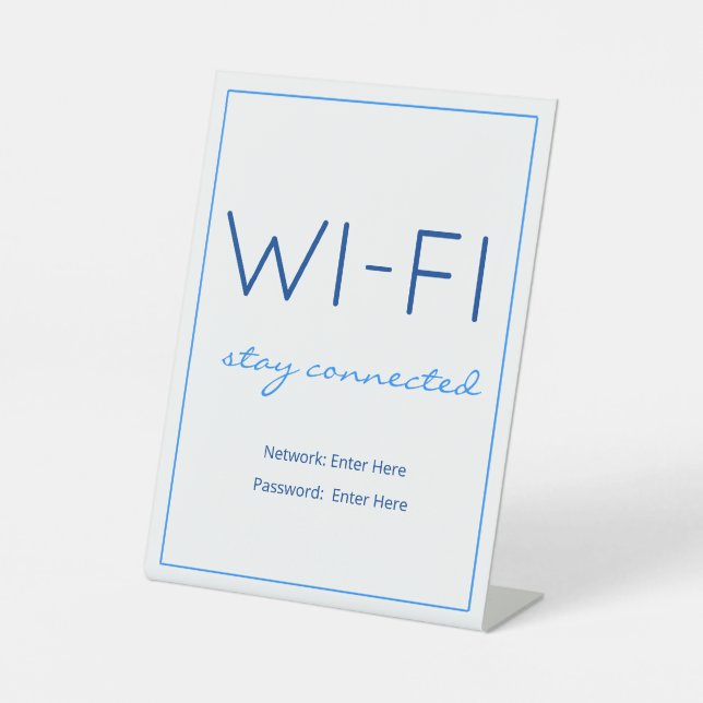Nautical Beach Blue Wi-Fi Guest Table Sign (Front)
