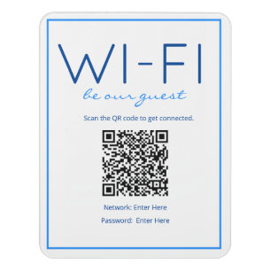 Nautical Beach Blue Wi-Fi QR Code Guest Sign