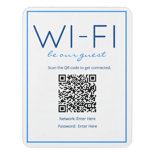 Nautical Beach Blue Wi_Fi QR Code Guest Sign