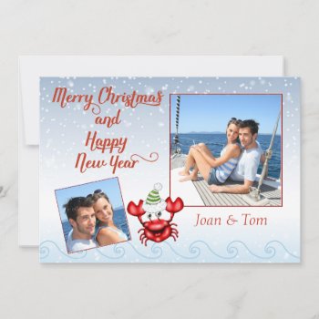 Nautical Beach Boaters Photo Christmas Card by ChristmasBellsRing at Zazzle