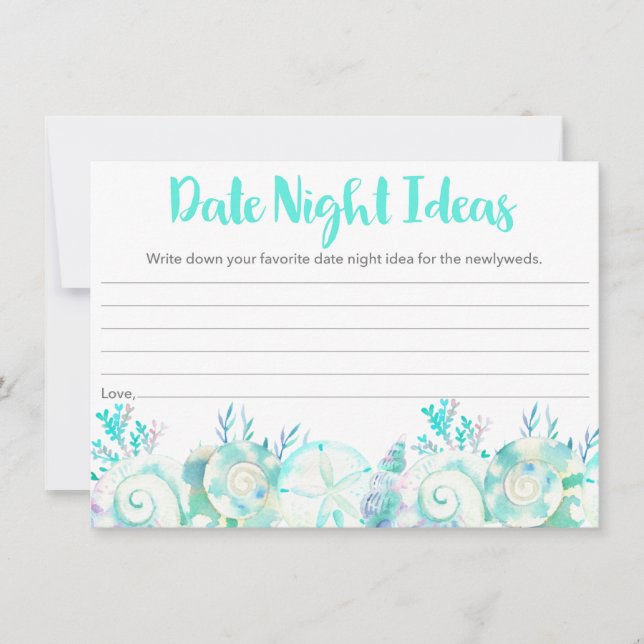 Nautical Beach Bridal Shower Date Night Ideas Advice Card (Front)