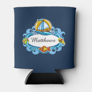 Nautical Beach Can Cooler - srf