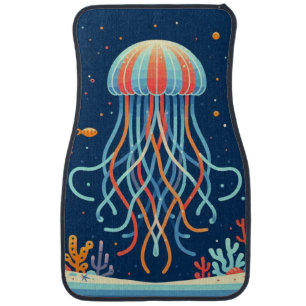 nautical/beach/coastal jellyfish car floor mat