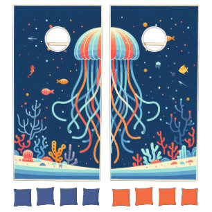 nautical/beach/coastal jellyfish cornhole set