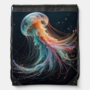 nautical/beach/coastal jellyfish drawstring bag