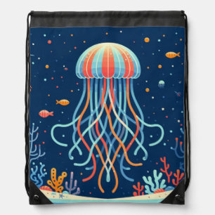nautical/beach/coastal jellyfish drawstring bag