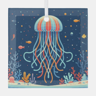 nautical/beach/coastal jellyfish glass ornament