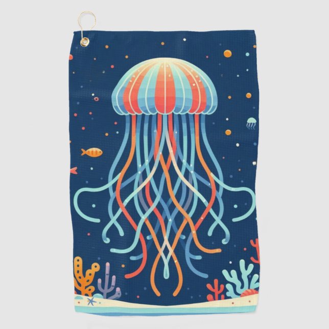 nautical/beach/coastal jellyfish golf towel (Front)