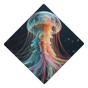nautical/beach/coastal jellyfish  graduation cap topper