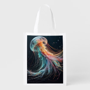 nautical/beach/coastal jellyfish grocery bag