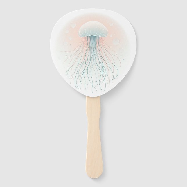 nautical/beach/coastal jellyfish  hand fan (Front)