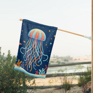 nautical/beach/coastal jellyfish house flag