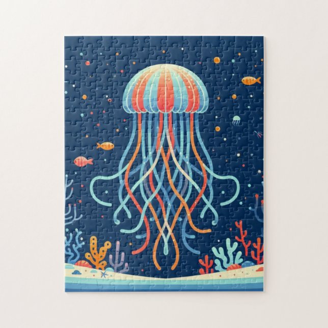 nautical/beach/coastal jellyfish jigsaw puzzle (Vertical)