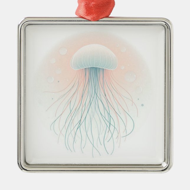 nautical/beach/coastal jellyfish  metal ornament (Front)