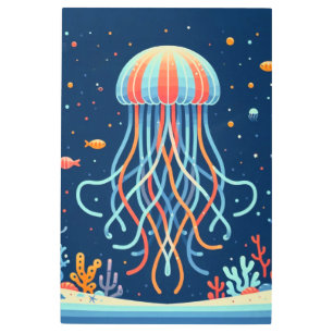 nautical/beach/coastal jellyfish metal print