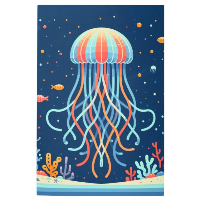 nautical/beach/coastal jellyfish metal print (Front)
