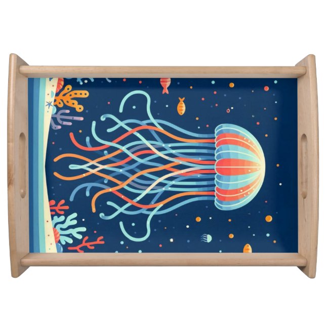 nautical/beach/coastal jellyfish serving tray (Front)