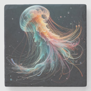 nautical/beach/coastal jellyfish stone coaster