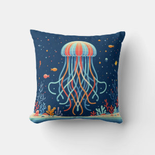nautical/beach/coastal jellyfish throw pillow