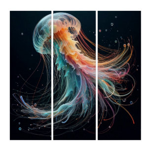 nautical/beach/coastal jellyfish triptych
