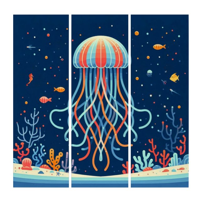 nautical/beach/coastal jellyfish triptych (Front)