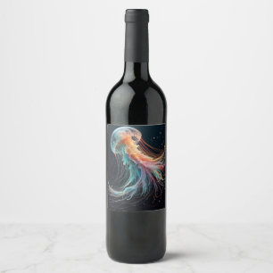nautical/beach/coastal jellyfish wine label