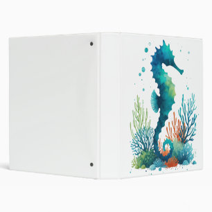 nautical/beach/coastal seahorse art 3 ring binder