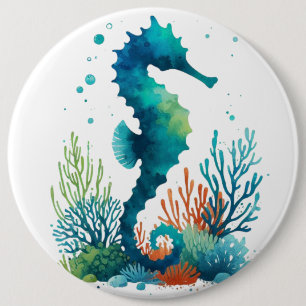 nautical/beach/coastal seahorse art button
