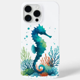 nautical/beach/coastal seahorse art iPhone 15 pro max case